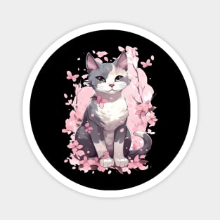 Kawaii cute Cat Cherry Blossom Magnet